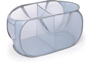 Diggoour Cesto portabiancheria pieghevole resistente, con 2 scomparti, con pratica tasca, cesto per vestiti pieghevole con manici rinforzati per il trasporto, per biancheria, bagno, dormitorio o