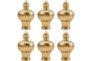 UFURMATE Curtain Finials, 6Pcs Gold Plastic Drapery Rail Pole Head Cap Decorative Window Curtain Rail End Curtain Rod Finials Ends, Fits Dia. 28mm/1.1in Curtain Rods (Pagoda Shape)