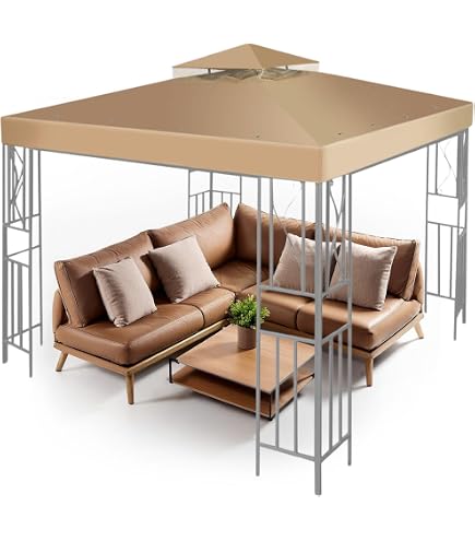 Garden Winds Ersatzdach Für Mainstays Pavillon 2020 – RipLock 350, Schiefergrau, Wasserabweisend & Feuerhemmend
