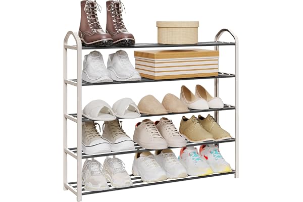 WOLTU Étagère à Chaussures 5 Niveaux pour Environ 20 Paires de Chaussures,XXL Porte-Chaussures 79x19,5x79cm,Crème