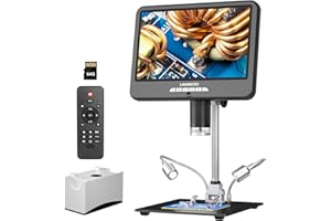 LINKMICRO LM210S 10.1'' 4K 60FPS HDMI Digital Microscope for Soldering Electronics, 4K UHD Video, 64MP USB Coin Magnifier Full View for Adults with Audio, 64GB