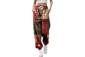 GENERIC Christmas Joggers for Women UK Funny Snowman Print Holiday Sweatpants High Waist Baggy Trousers Oversized Xmas Drawstring Jogging Pants Ladies Gym Walking Sports Tracksuit with Pockets