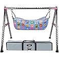 A TO Z HUB Baby Boy's and Girl's Portable Folding Swing Cradle/ghodiyu/parna/jhula, with Free Baby Cotton Cloth. (Regular Folding Round Pipe (Pink))