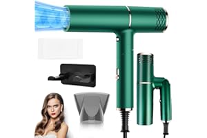 SPORWAY Föhn Fön Ionen Haartrockner, 1500W Klappbar Haarföhn Reise Fön mit Stylingdüse, Tragbar Haartrockner Klein Hair Dryer Schnelltrocknen, mit Heiß-/Kalttaste & 2 Geschwindigkeiten (Grün)