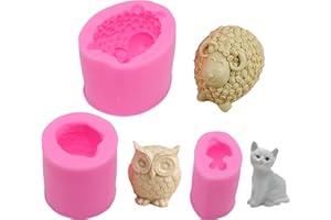 WITGIFT 3D Schaf Silikonform Eulen Formen Seifenform Katze Tier Gießformen Kerzenform Seifengießform für Schokolade Seifen Kuchen Cupcakes Süßigkeiten Fondant-Formen Eiswürfel Bastelprojekte zur Kuchen
