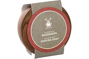 MÜHLE Set de jabón de afeitar – Cuenco de madera con jabón de afeitar con madera de sándalo para piel normal y seca – cálido y sensual – 65 g