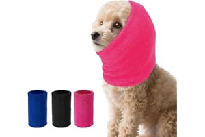 SLSON Dog Ear Protectors Double Layer Thickened Ear Wraps for Dogs Quiet Head Cover Sleeves Dog Hoodie for Anxiety Relief, Dogs Grooming and Force Drying, Warm Winter (Pink, Medium)