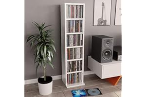 Gecheer CD Cabinet DVD Storage Cabinet Bookshelf High Gloss White 21x20x88 cm Engineered Wood