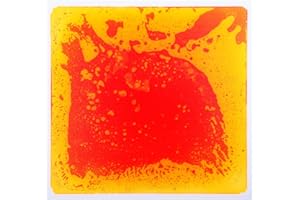 Art3d 1-Pack Fancy Floor Tile for Kids Room Liquid Encased Floor Tile Home Decor, 12" X 12" Yellow-Red