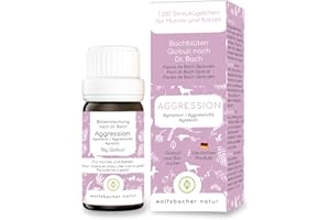 Wolfsbacher Natur - Flores de Bach antiagresión para Perros y Gatos | 1.200 glóbulos para Comportamiento Agresivo y mordeduras | Mezcla de Flores antiagresión 100% Natural según el Dr. Bach