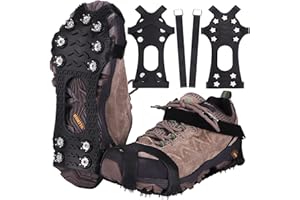 JOOLESER Ramponi,Ice Tacchetti Trazione Antiscivolo su Scarpe/Stivali 11 Borchie Neve Ghiaccio Ramponi Tacchetti Spikes (Schwarz)