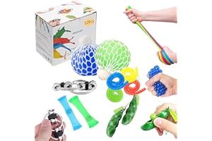 Oksano Jouets sensoriels 12 Pièce, Jouets anti stress Autism fidget Toys, pour enfants et adultes,balle anti-stress, Reverse chain, stretch Line, Soybean Pressure Toys, enroulement de jouets Attendez.
