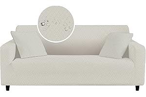 HERZLG LIFE Sofa überzug 3 Sitzer Sofabezug mit Armlehnen, Stretch Sofa überwurfdecke, Modern waschbar Sofabezug Kratzfest wasserfest Couch überzug Sofa Cover - Beige