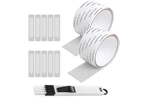 CHUAINXIN Reparar Mosquitera Autoadhesiva Kit, incl. 2 Cinta para Reparar Mosquiteras, 10 Parche de Reparación de Malla de Ventana, 1 Cepillo de Limpieza, Cinta de Reparación de Pantalla Fibra De Vidrio (Gris)