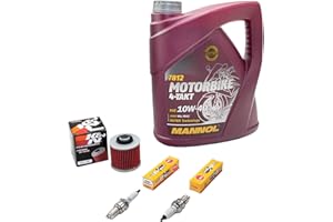 MVH BOCKAUF Kit d'entretien huile 4L + filtre à huile + bougies d'allumage pour Yamaha TDM 850 TDM850 4TX 3VD 4CM année de construction 1991-2001