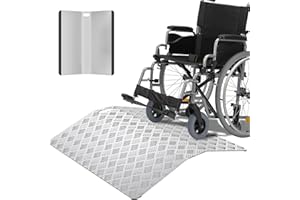 XINZI Rampa per soglia, per sedia a rotelle, in alluminio, antiscivolo, portatile, con manici, portata 270 kg (60 x 70 x 10 cm)