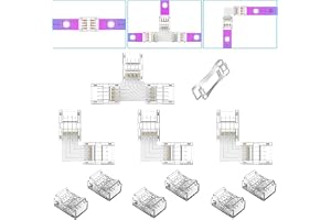 REDTRON 10 st 4-stifts LED-remsa ljuskontakt, 10mm LED Light Connector Connector, 6x Gapless Connectors, 3x L Shape Connector