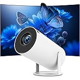 Mini Portable Projector 4K 1080P Full HD Compatible with Android 11 and Netflix, WiFi 6, BT 5.0, 180&deg; Rotation, Auto Trapezoidal Flat