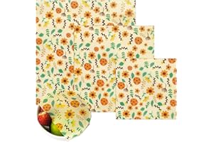 GmeDhc 3 Piezas Papel Encerado, Envoltorio Cera De Abeja, Papel Encerado para Alimentos, Sándwich,Queso,Frutas etc.Reutilizable Envolver, Lavables（S/M/L 3 tamaños）