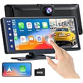 Wireless Apple Carplay and Android Auto, Car Stereo with 2K Front Dashcam, Bluetooth 5.0/GPS/FM/AUX/Mirror Link/64G TF Card with T