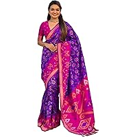 SGF11 Women's Kanjivaram Patola Soft Pure Silk Sarees With Unstitched Blouse Piece