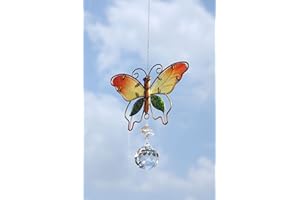JOVIVI Ciondolo in Vetro Murano a Forma di Farfalla da Appendere, Acchiappasole di Cristallo Arcobalenon con Prisma da Finestra, Ornamento Appeso Decorazione Casa Giardino