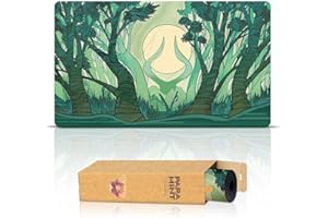 Paramint Forest Mana Scenery, Stained Glass (Stitched) - MTG Playmat - Compatible with Magic the Gathering Playmat - Play MTG, YuGiOh, TCG - Original Play Mat Art Designs & Accessories