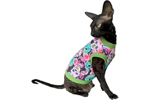 Kotomoda T-shirt in cotone elasticizzato con gatto senza peli per gatti Sphynx (S)