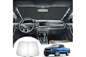 GAFAT Compatibile con Ford Ranger T6 Raptor Wildtrak 2015–2023 Protezione Solare per Parabrezza interno, Ranger 2023 Parasole, Raffreddamento, Protezione UV, Ranger T6 Accessori