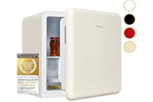 Exquisit Mini Kühlschrank CKB45-0-031F cremePV | Kühlbox 47 L Volumen | Hotelkühlschrank | Kühlschrank klein ohne Gefrierfach | Mini Kühlschrank Retro Style