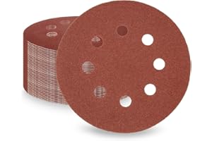 LESNIC 120 Grit Sanding Discs 50 pcs, 125mm Sanding Sheets 5in 8 Holes Pads Hook and Loop for Orbit Orbital Sander and All Oscillating Tools