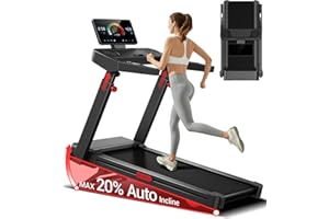 LONTEK Foldable Treadmills for Home with 20% Auto Incline, 14KM/H Treadmill with Handles, Running Machine for Heavy People, 180KG Weight Capacity, Large Running Belt and Intelligent LED Touch Screen
