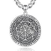 AEONSLOVE Saint Benedict Medal 925 Sterling Silver for Men Women Necklace Caravaca Cross Pendant Seal of the 7 Archangels/St