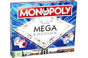 Winning Moves Mega Monopoly Board Game, 12 extra spaces including Downing Street, Saville Row and Knightsbridge, Invest in Skyscrapers, for ages 8 plus