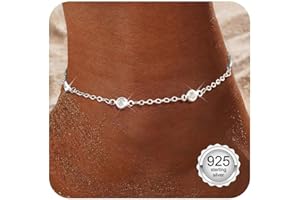 Diamday Cavigliera Donna Argento 925 Impermeabili Regolabili Caviglia Argento Sterling Braccialetto alla Caviglia in CZ/Stratificate/Collegamenti da Tennis Gioielli da Spiaggia Regalo Scatola