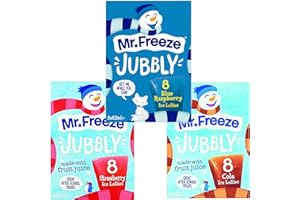 KHUDADAD Mr Freeze Ice Jubbly Ice Lollies Pack of 3 (Blue Raspberry, Strawberry & Cola) Made WIth Fruit Juice, Total 24 x 62ml Ice Lollies