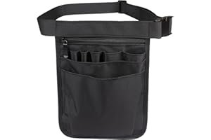 Pizsieat Krankenschwester Tasche Gürteltasche Nurse Bag mit Verstellbarem Gürtel und Mehreren Gürteltasche Arbeit Einzelhandel für Schere Pflegeset Zubehör Werkzeugkoffer(18 x 25 cm, Schwarz)
