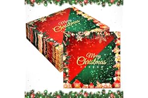 DTYGUIXE 100 Stück Weihnachten Servietten Rot Grün Weihnachten Papierservietten Winter Paper Napkins Weihnachtstisch Deko Servietten Weihnachten Motiv für Weihnachten Silvester Abendessen Haushalt