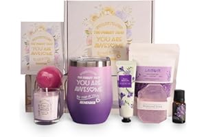 PEARSHEK Pamper Gifts for Women, Gifts for Women Birthday Unique, Bath Sets Relaxation Spa, Get Well Soon, Self Care Package for Her Ideas for Siste, Ladies, Friend, Mothers Day,christmas gifts(Purple-Cup)