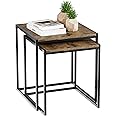 Vida Designs Brooklyn Nest of Tables 2 Piece Set Coffee Side End Tables Industrial Rustic Living Room Furniture (Dark Wood)