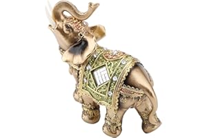 CIKONIELF Szczęście bogactwo statua słonia Feng Shui zielony statua słonia rzeźba bogactwo figurka kolekcja dekoracji wnętrz (L)