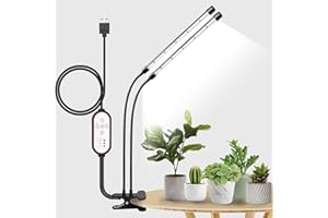Piymnys Grow Light, 84 LEDs Full Spectrum LED Plant Light, 6000K 2-Head Growing Lamp with Clip, Auto ON & Off Timer 4/8/12H, Grows Lights for Indoor Plants Seedlings and Succulents
