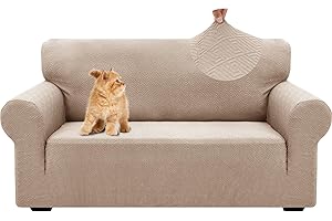 YSTELLAA Copri Divano 2 Posti Con Braccioli, Jacquard Copridivani Elasticizzati, Universale Moderno Sofa Cover, Antiscivolo, Lavabili, Rimovibile, Khaki