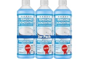 BMUT 3 x 1000 ml koncentrat do czyszczenia robota czyszczącego o zapachu świeżości i kubku dozującym, bez smug i nie pieni się, szczotka do czyszczenia podłóg