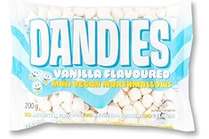 Dandies Mini Vegan Marshmallows Vanilla Flavoured 200g | Gelatine-Free | Gluten-Free | No Artificial Colours or Flavours | Suitable for Baking