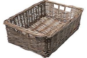 Arthur Cameron - Rectangular Shallow Wicker Storage Tray - Hand-woven by skilled artisans in Northern China, an organiser basket is the perfect home storage solution (Antique Wash, Extra Small)