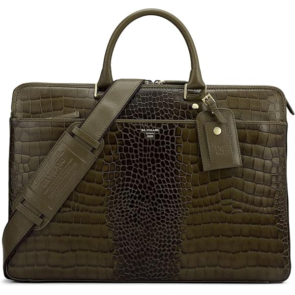 Da Milano Leather 15.5 inches Black Messenger Bag (CB-1961BLACKCRO