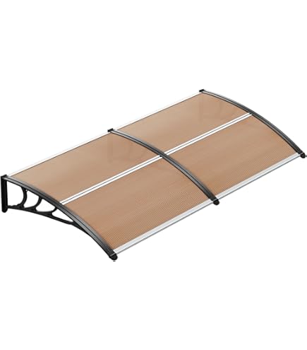 Pensilina Esterna In Policarbonato Alveolare Marrone - Spessore 3 Mm, Misura 120x80 Cm, Con Supporti In Plastica