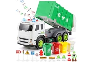 Anby families Camion della Spazzatura Giocattolo con Luci e Suoni,Camion Giocattolo per Bambini Ragazzi Ragazze,Funzione Veicoli Spazzatura Regalo per Bambini 3 4 5 6 7 8 Anni…