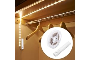 UNIKS 1M Striscia LED con Sensore di Movimento, Striscia a Batteria, 3000K Bianco Caldo, Luce Notturna per Bambini, Camera da letto, Armadio, Corridoio